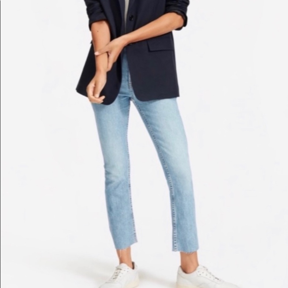 Everlane kick crop raw hem hi-rise mom jeans